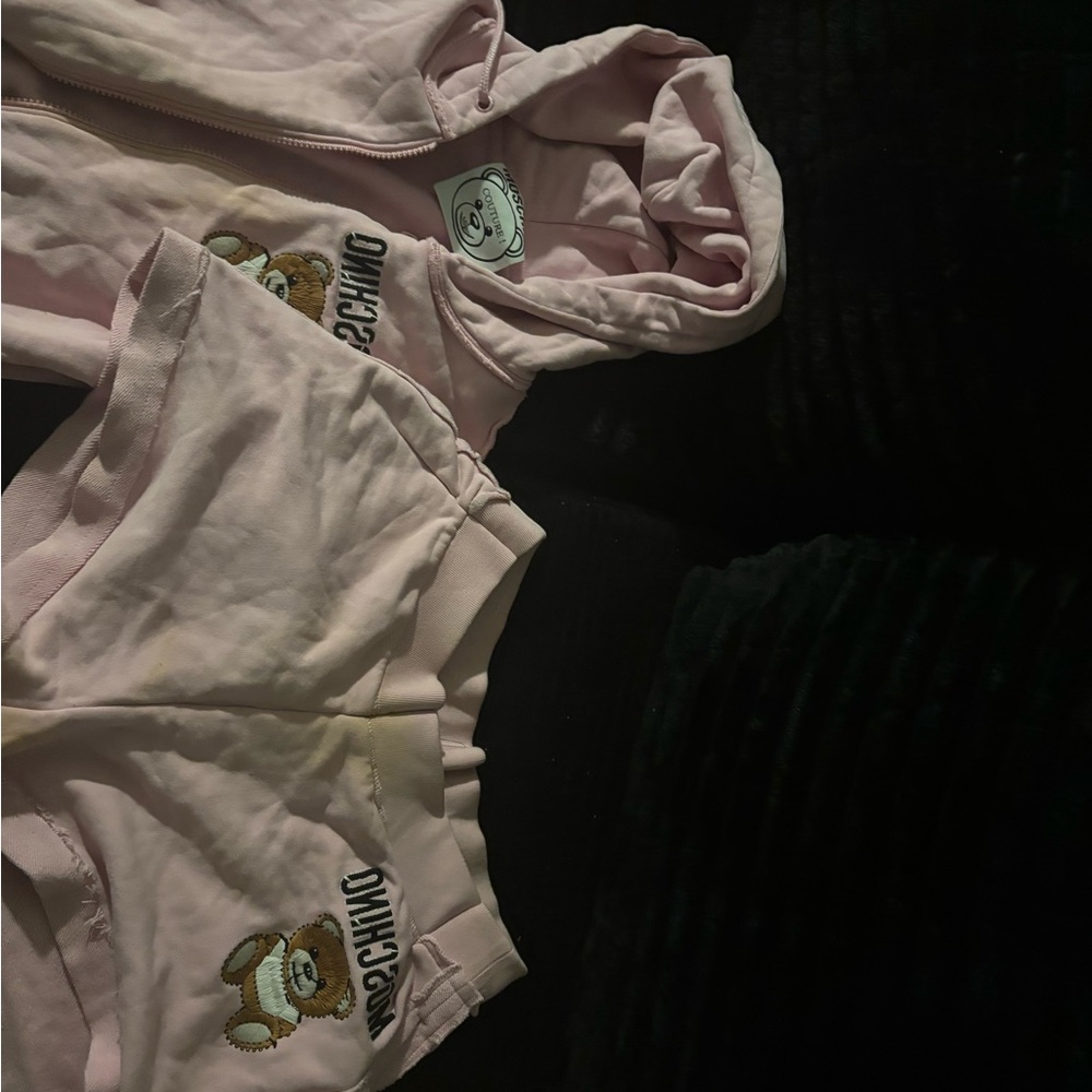 Moschino Pink Hoodie and Shorts Set